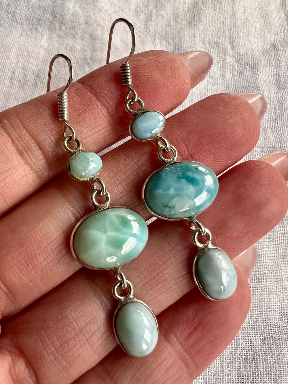 925 Choose from 4! Caribbean LARIMAR Dangle Earrings!